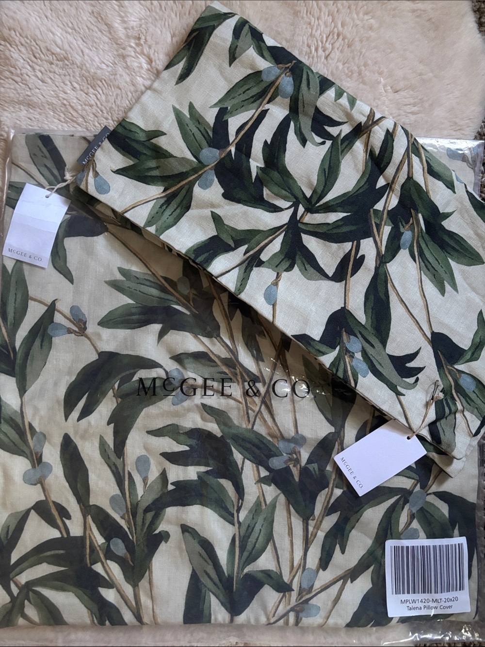 McGee & Co. Talena Olive Botanical Accent Pillow Covers